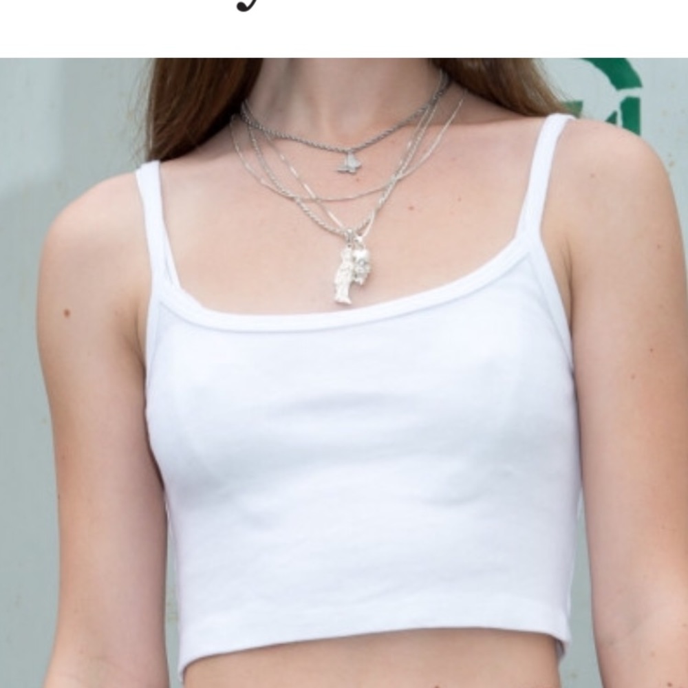 Brandy Melville Skylar tank top white ribbed knit - Picture 2 of 3